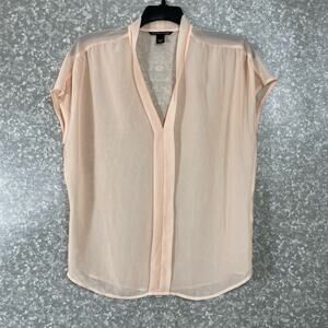 Victoria's Secret Women's Sheer Pale Pink Boxy Blouse - Size Small - Romantic